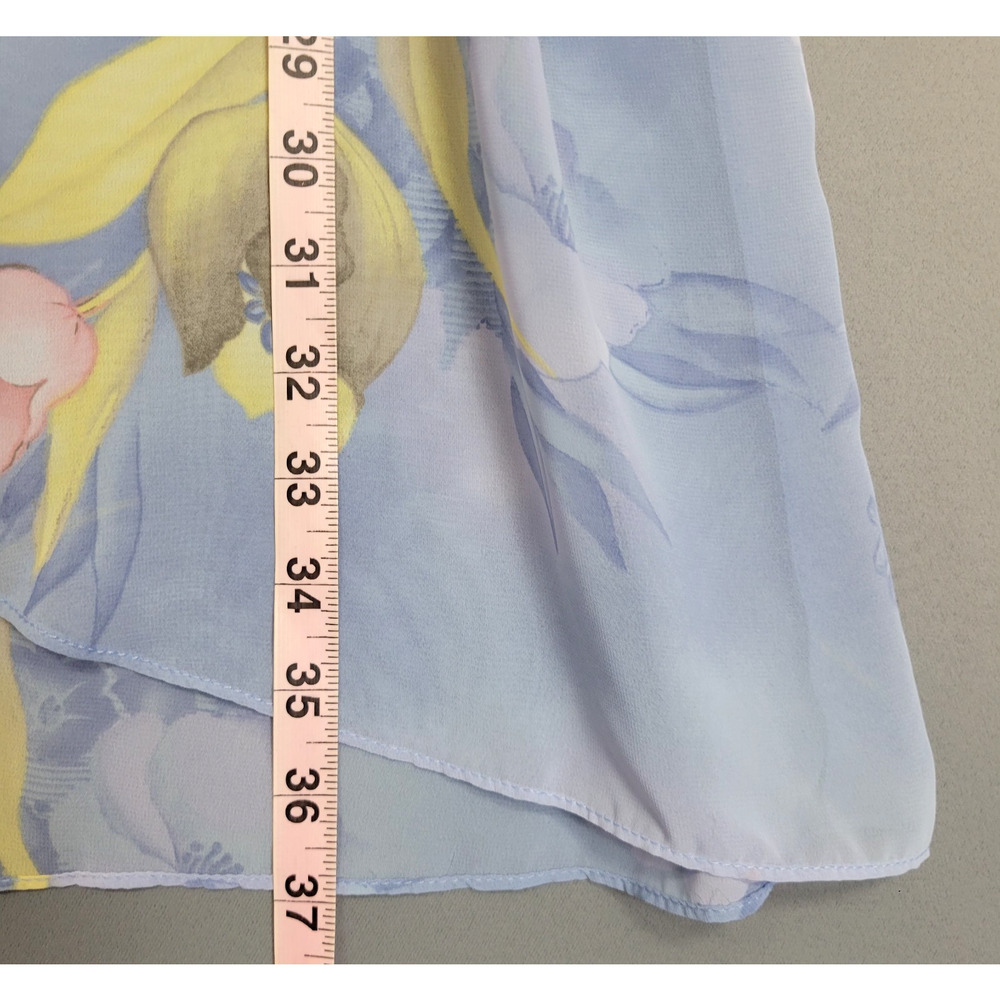 Vintage Secret Treasure Lingerie Robe Womens L Blue Floral Belted Sheer 90s Y2K - Picture 10 of 12